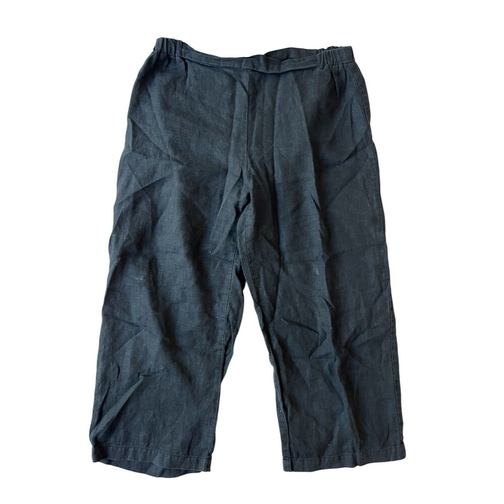 Flax Black Linen Pull On Pants Womens 4-6